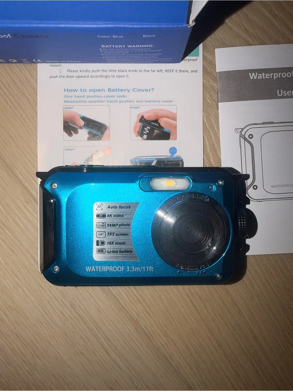 4K Waterproof Camera with 32GB Card Waterproof Digital Camera 56MP